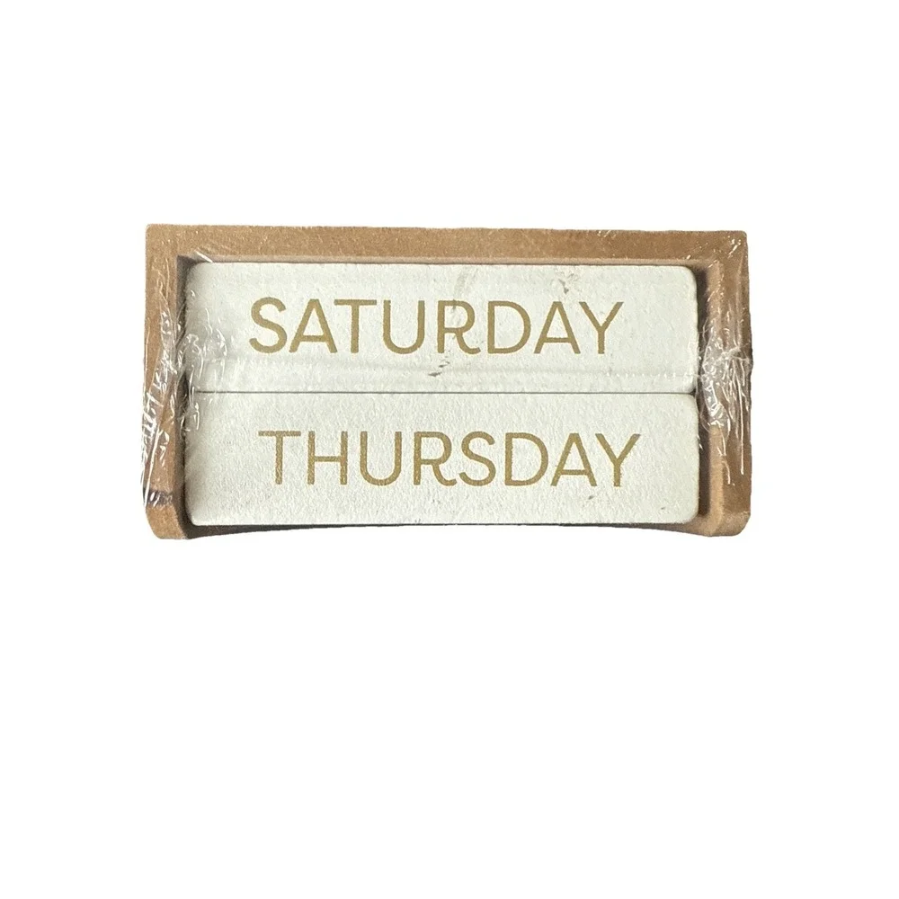 Perpetual Calendar Desktop Blocks Brown White‎ Gift New Year 4.5